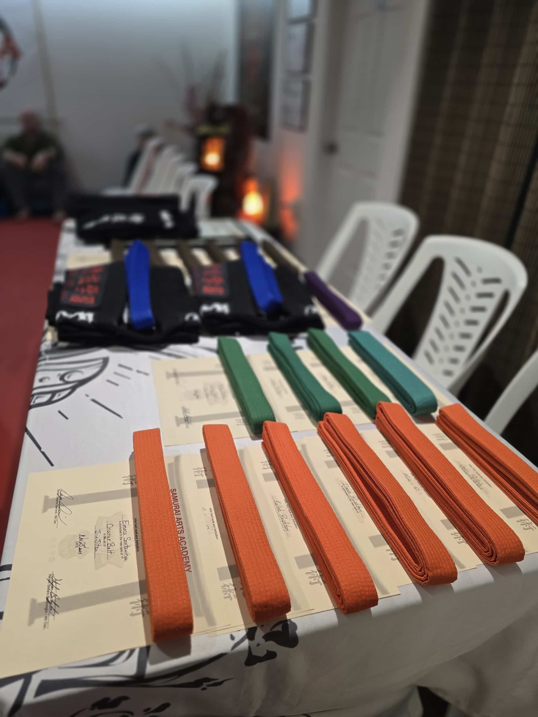 Samurai Arts Academy Chesterville gi belt upgrade ceremony table