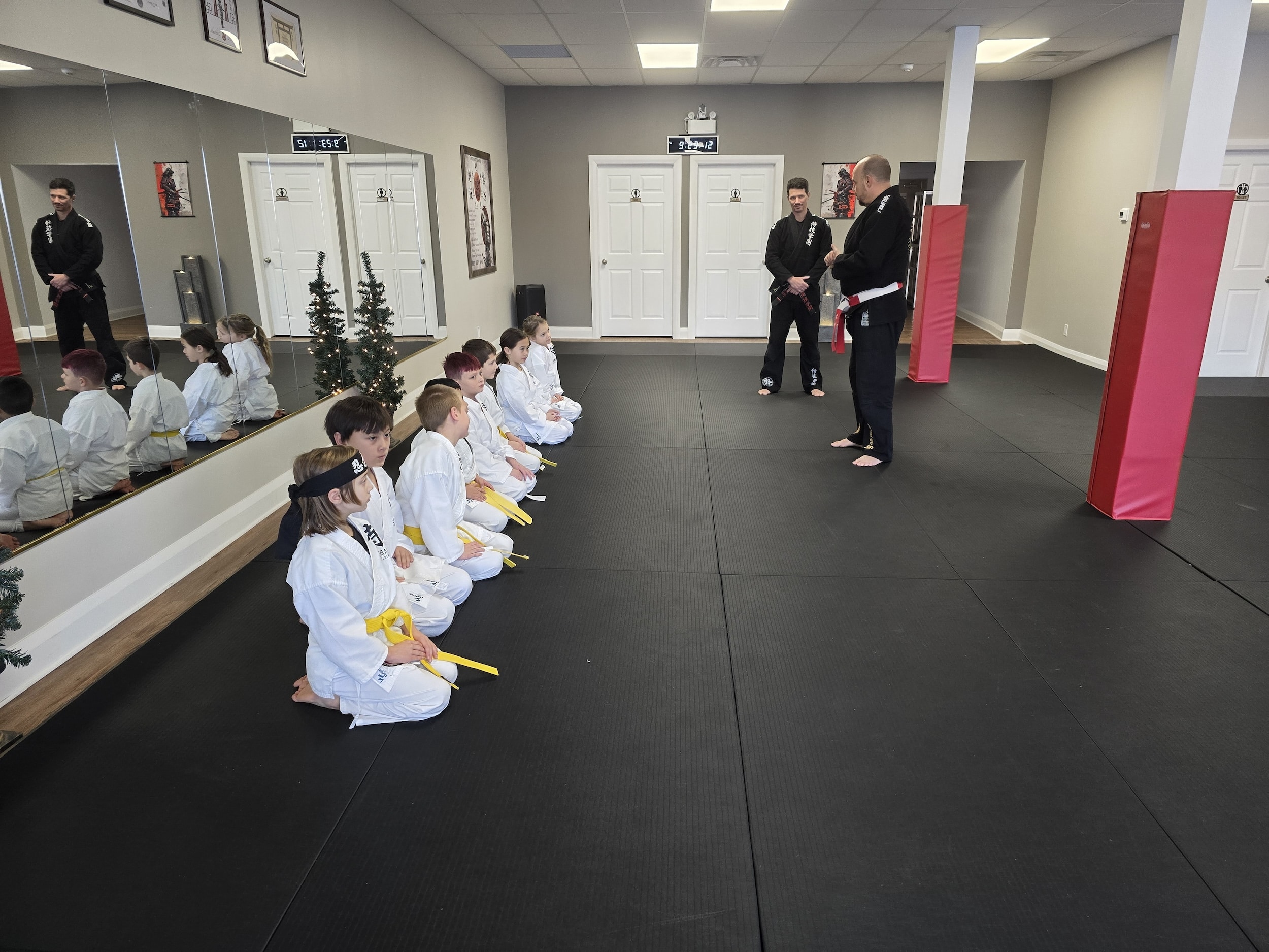 kids jiu-jitsu students lined up during class at Samurai Arts Academy Chesterville