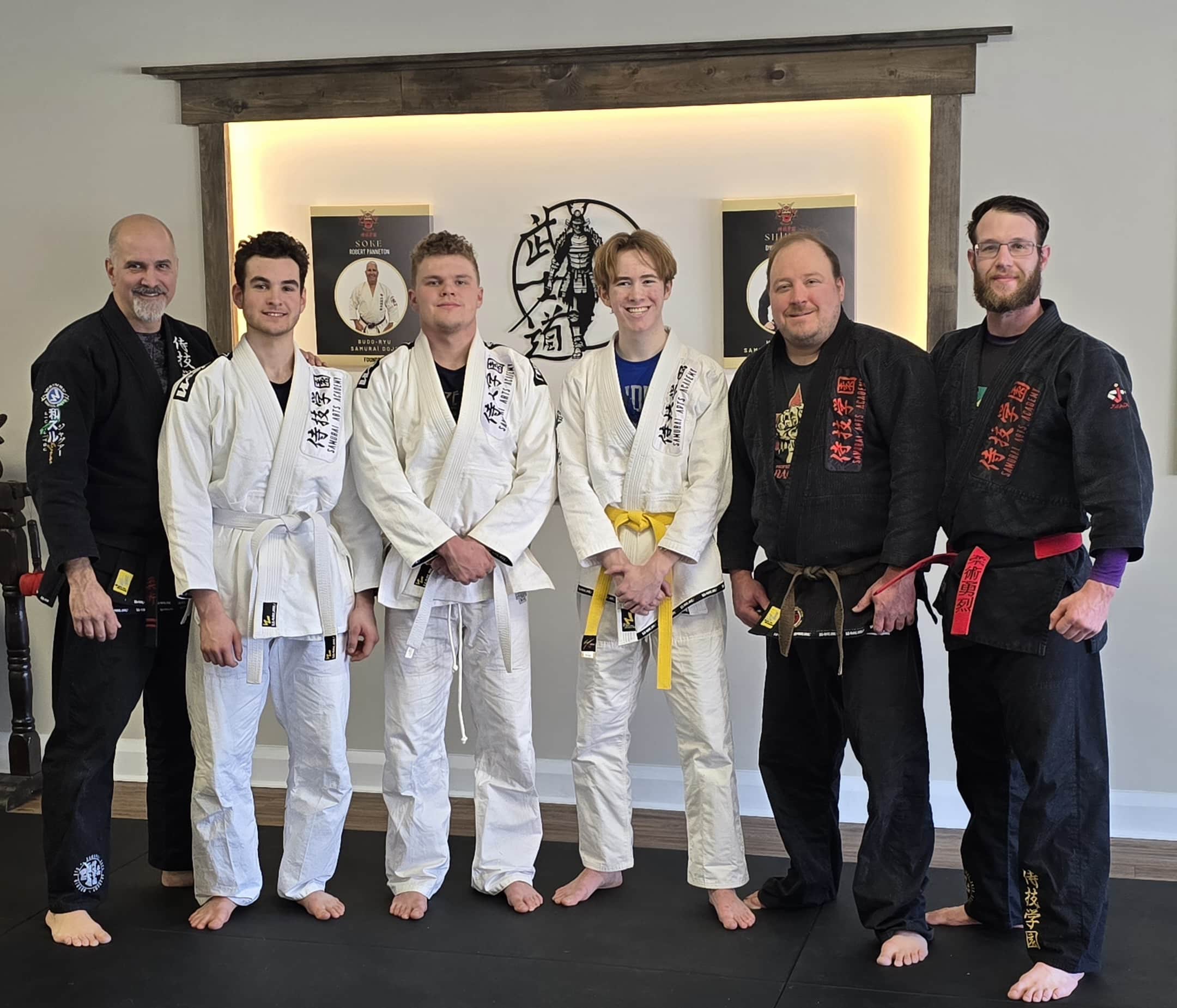 Samurai Arts Academy Chesterville jiu-jitsu students smiling and posing after class